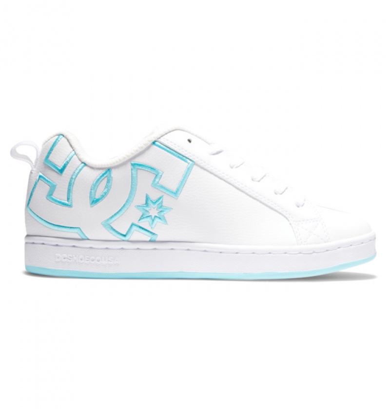 Basket DC Court Graffik Blanche Bleu Femme | XCJ-8121536