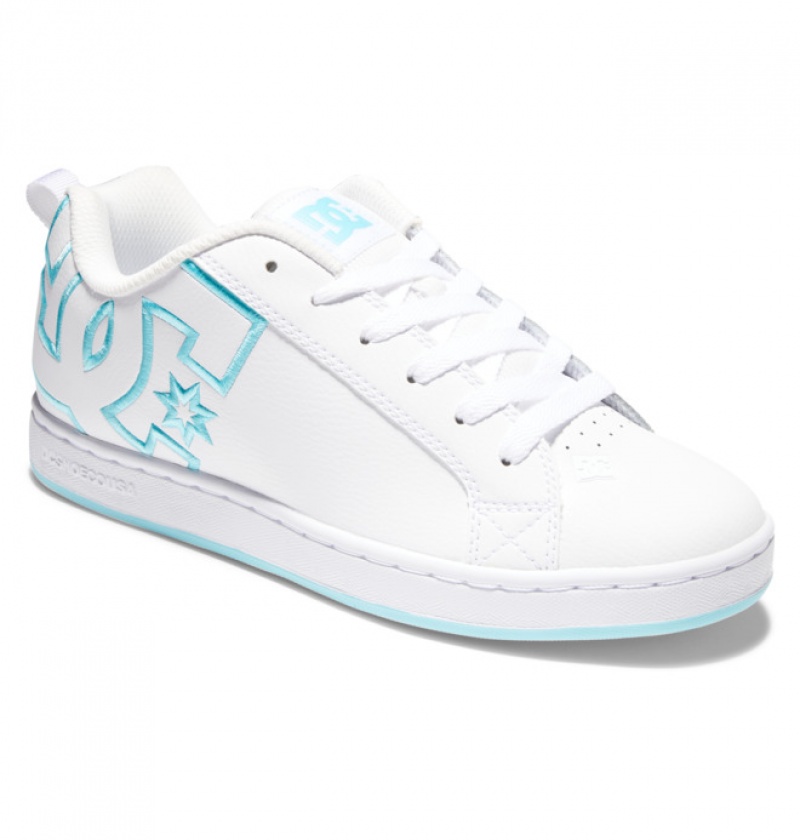 Basket DC Court Graffik Blanche Bleu Femme | XCJ-8121536