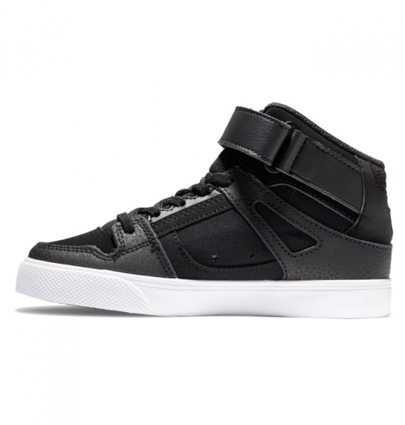 Chaussure Lacet DC Pure High Elastic Dentelle High Tops Noir Enfant | XZG-8283557