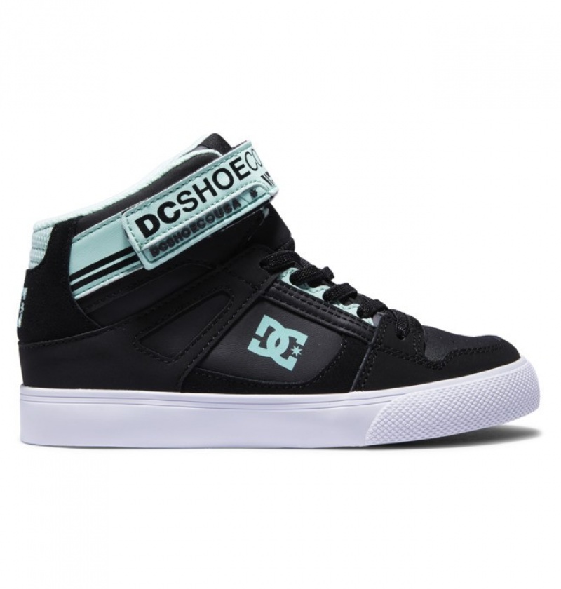 Chaussure Lacet DC Pure High Elastic Dentelle High Tops Noir Vert Enfant | JPS-5366793