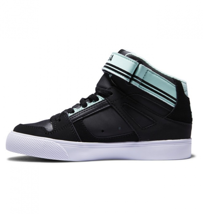 Chaussure Lacet DC Pure High Elastic Dentelle High Tops Noir Vert Enfant | JPS-5366793