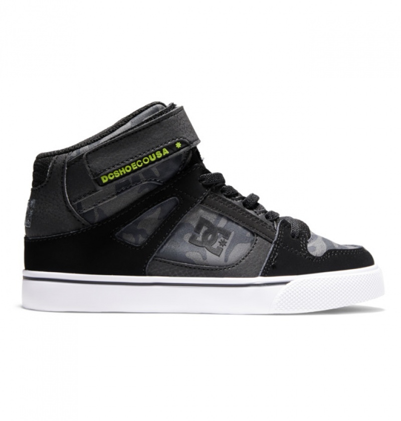 Chaussure Lacet DC Pure High Elastic Dentelle High Tops Noir Enfant | TVO-9803765