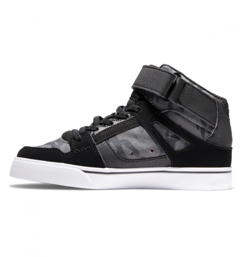 Chaussure Lacet DC Pure High Elastic Dentelle High Tops Noir Enfant | TVO-9803765