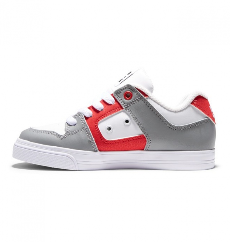 Chaussure Lacet DC Pure Blanche Rouge Enfant | NYT-8784749