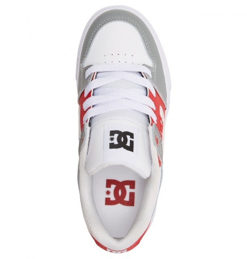 Chaussure Lacet DC Pure Blanche Rouge Enfant | NYT-8784749