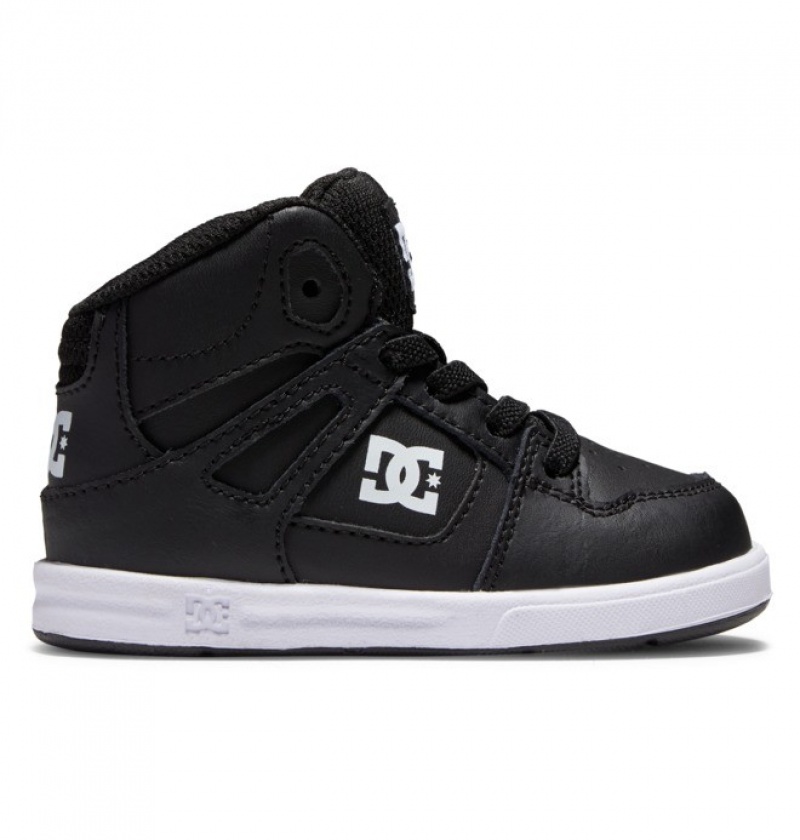 Chaussure Lacet DC Pure Hi High Noir Blanche Enfant | ROH-5955619