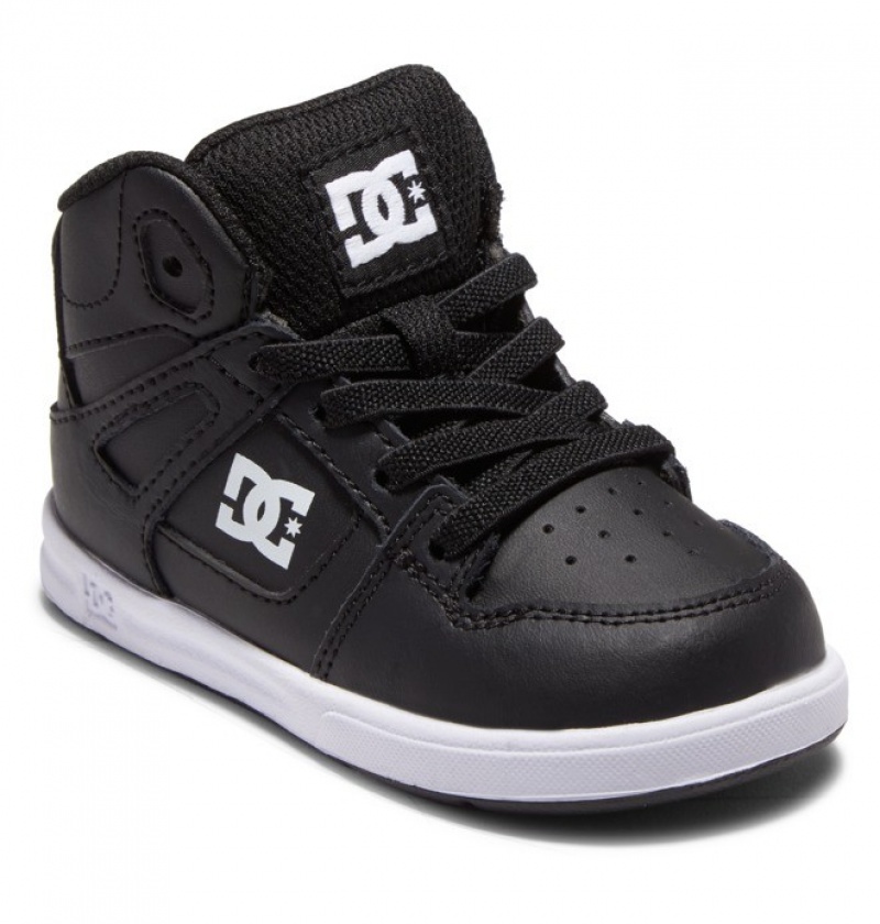 Chaussure Lacet DC Pure Hi High Noir Blanche Enfant | ROH-5955619