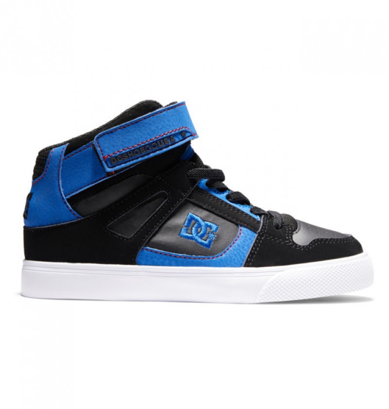 Chaussure Lacet DC Pure High Elastic Dentelle High Tops Noir Bleu Rouge Enfant | XQN-6827095