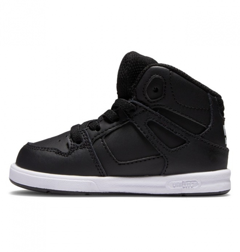 Chaussure Lacet DC Pure Hi High Noir Blanche Enfant | ROH-5955619