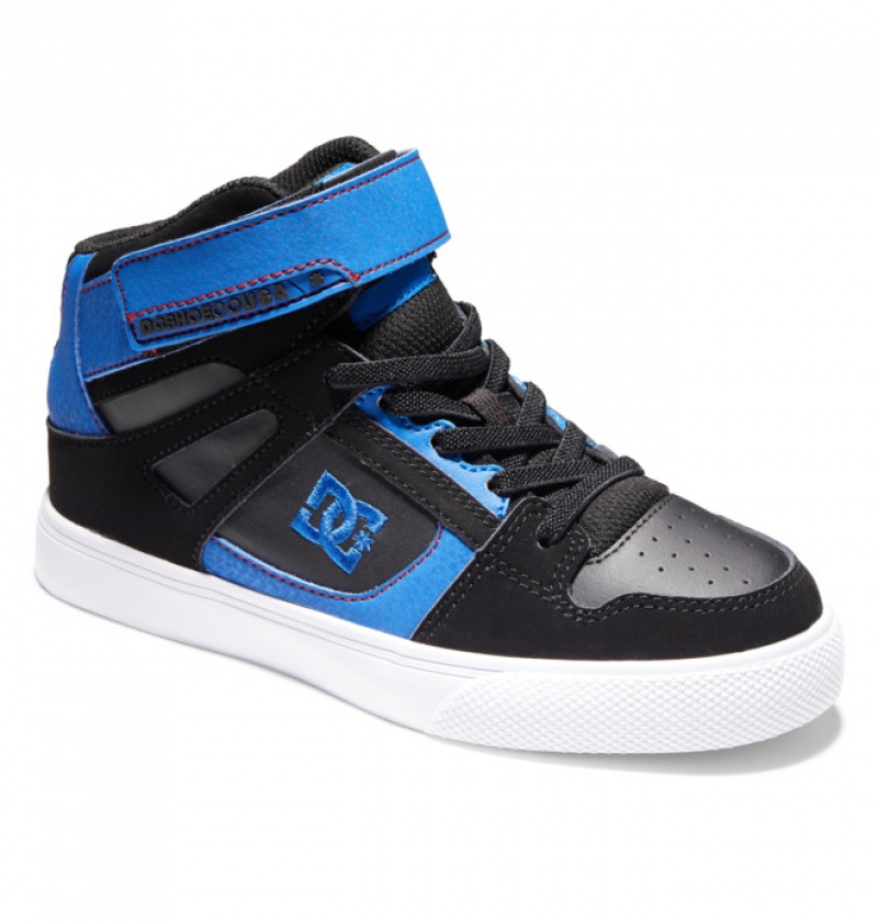 Chaussure Lacet DC Pure High Elastic Dentelle High Tops Noir Bleu Rouge Enfant | XQN-6827095