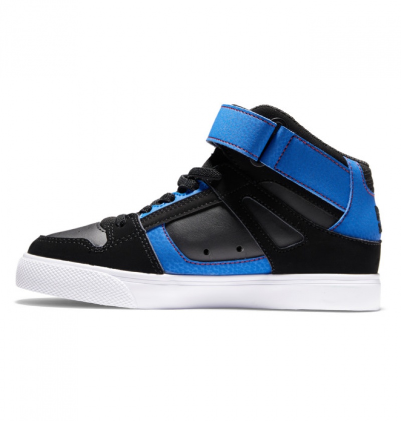 Chaussure Lacet DC Pure High Elastic Dentelle High Tops Noir Bleu Rouge Enfant | XQN-6827095