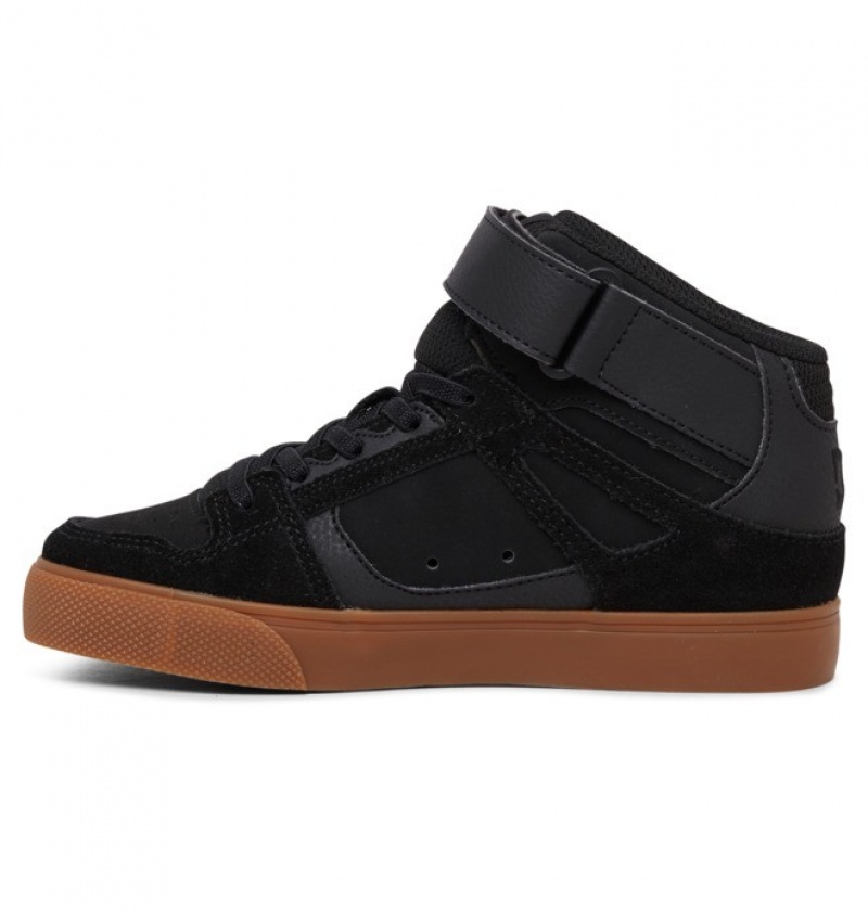 Chaussure Lacet DC Pure High Elastic Dentelle High Tops Noir Enfant | CXN-3161061