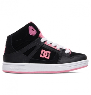 Chaussure Lacet DC Pure High Tops Noir Rose Enfant | VZI-1784305