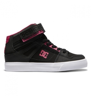 Chaussure Lacet DC Pure High Elastic Dentelle High Tops Noir Rose Noir Enfant | YAX-5989751