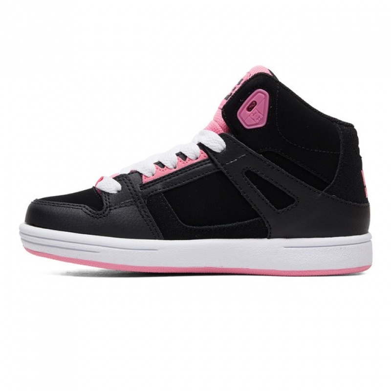 Chaussure Lacet DC Pure High Tops Noir Rose Enfant | VZI-1784305