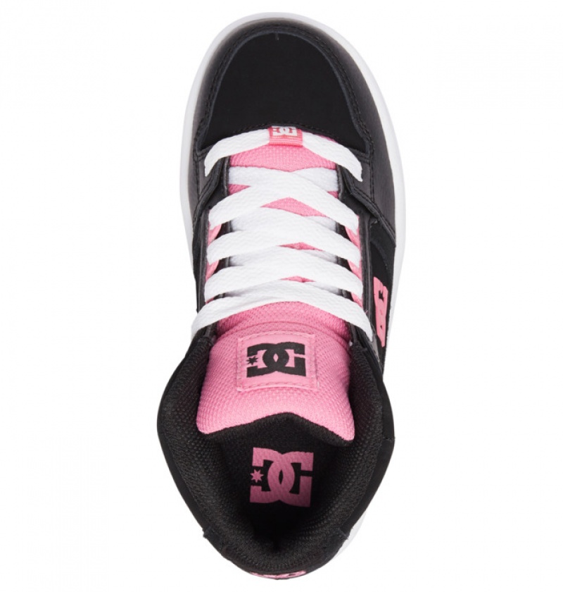 Chaussure Lacet DC Pure High Tops Noir Rose Enfant | VZI-1784305