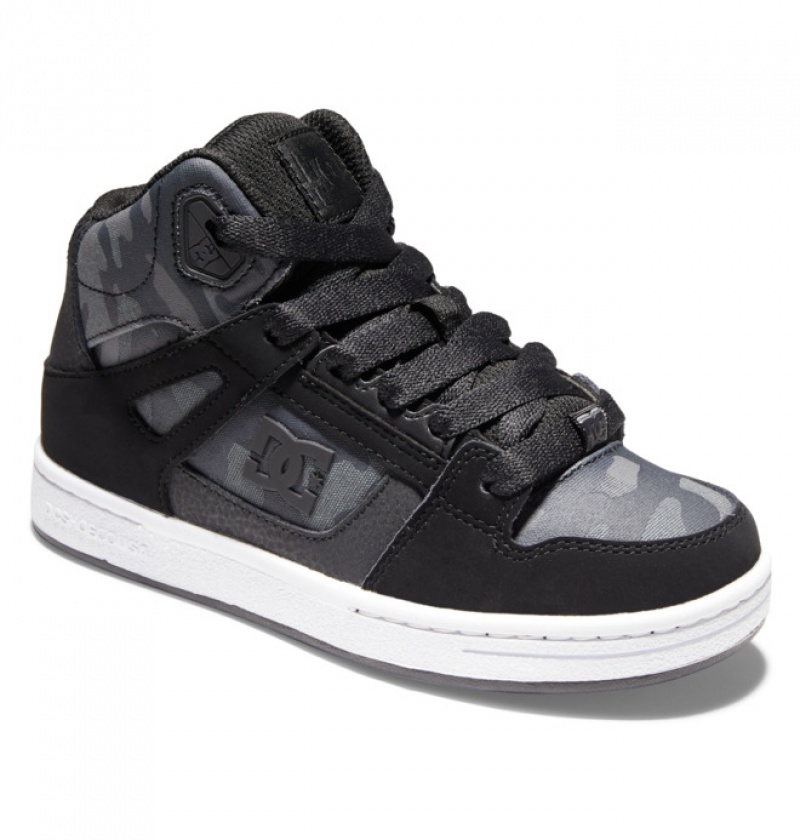 Chaussure Lacet DC Pure High Tops Noir Enfant | UIJ-4095051