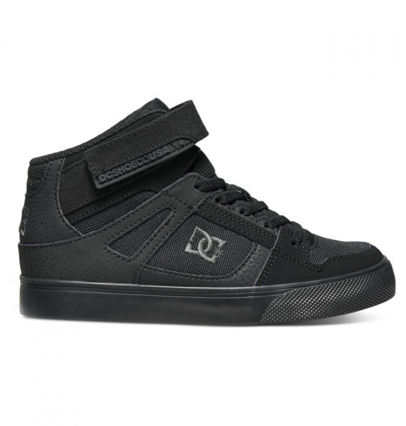 Chaussure Lacet DC Pure High Elastic Dentelle High Tops Noir Enfant | UDZ-8029323