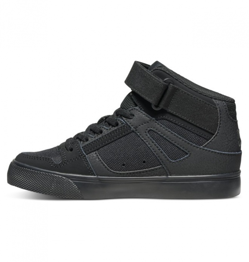 Chaussure Lacet DC Pure High Elastic Dentelle High Tops Noir Enfant | UDZ-8029323