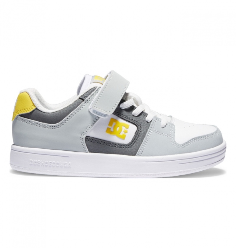 Chaussure Skate DC Manteca 4 Elastic Dentelle Grise Noir Jaune Enfant | KTS-8502270