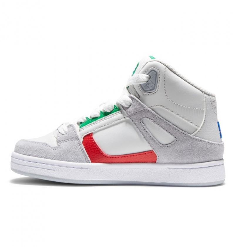 Chaussure Lacet DC Pure High Tops Grise Vert Enfant | QPG-0786730