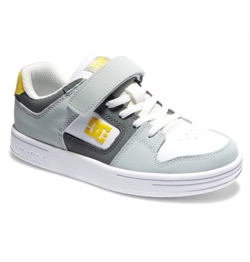 Chaussure Skate DC Manteca 4 Elastic Dentelle Grise Noir Jaune Enfant | KTS-8502270