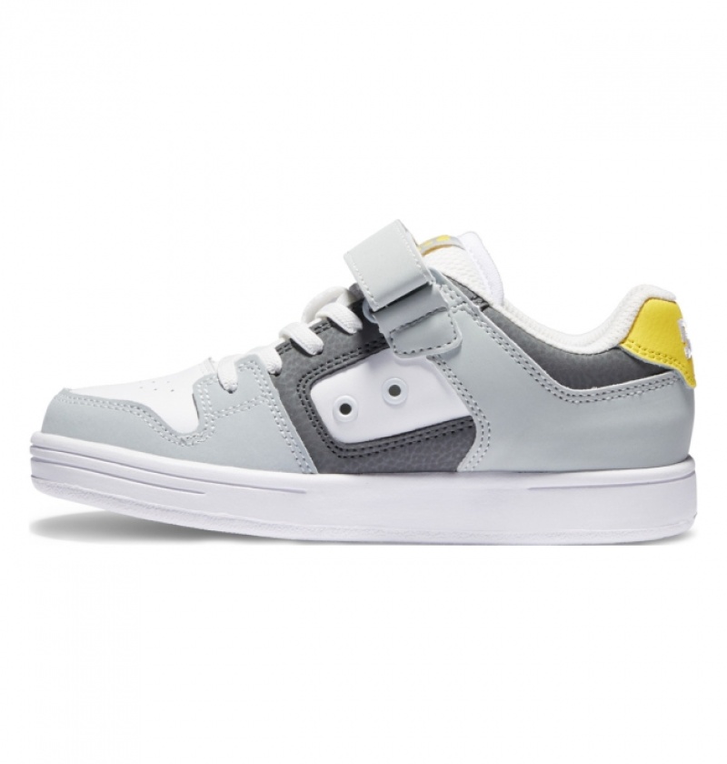 Chaussure Skate DC Manteca 4 Elastic Dentelle Grise Noir Jaune Enfant | KTS-8502270