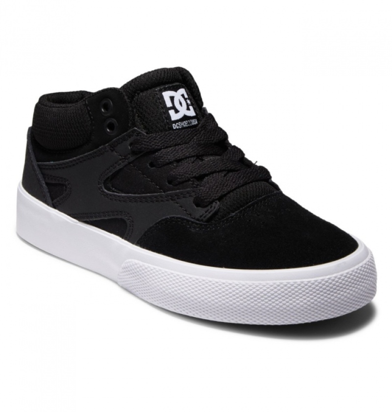 Chaussure Skate DC Kalis Vulc MID Mid-Top Noir Blanche Enfant | VTY-0104542