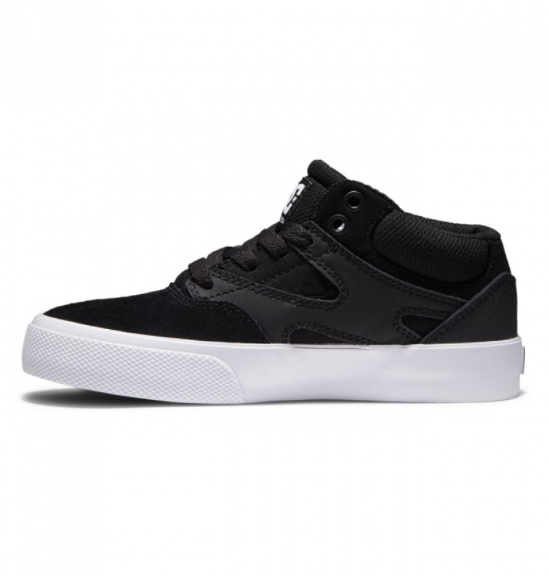 Chaussure Skate DC Kalis Vulc MID Mid-Top Noir Blanche Enfant | VTY-0104542