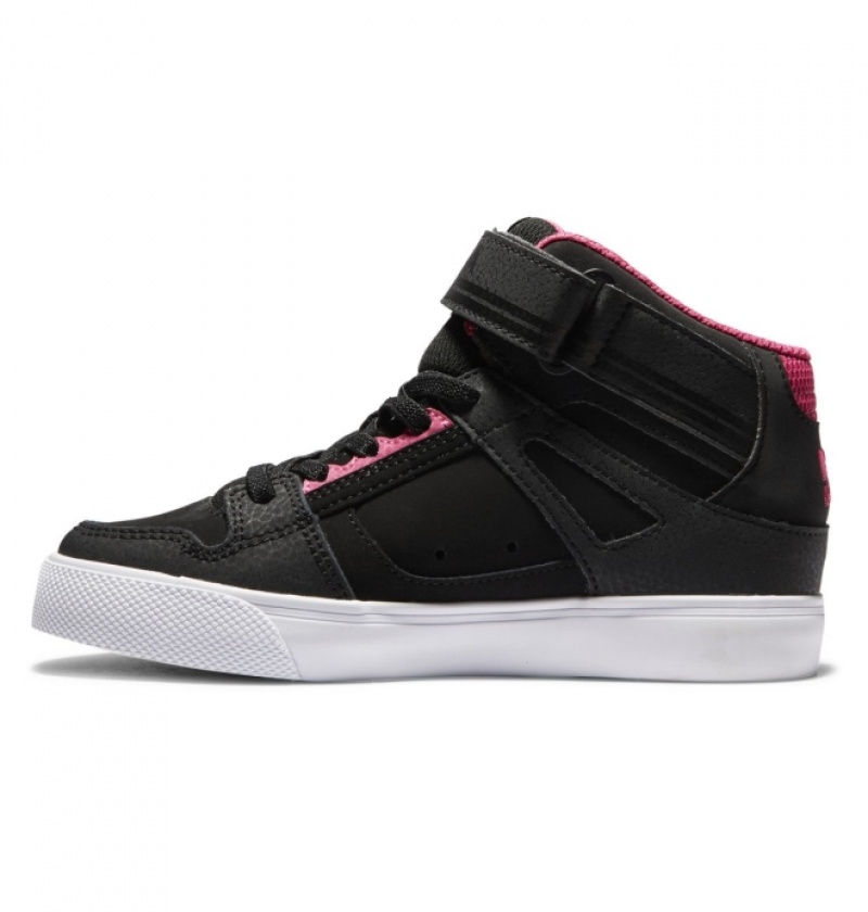 Basket DC Pure High Elastic Dentelle High-Top Noir Blanche Enfant | QUN-2991783