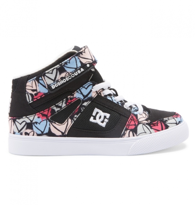 Basket DC Pure High Elastic Dentelle High-Top Noir Multicolore Enfant | ZHR-0468361