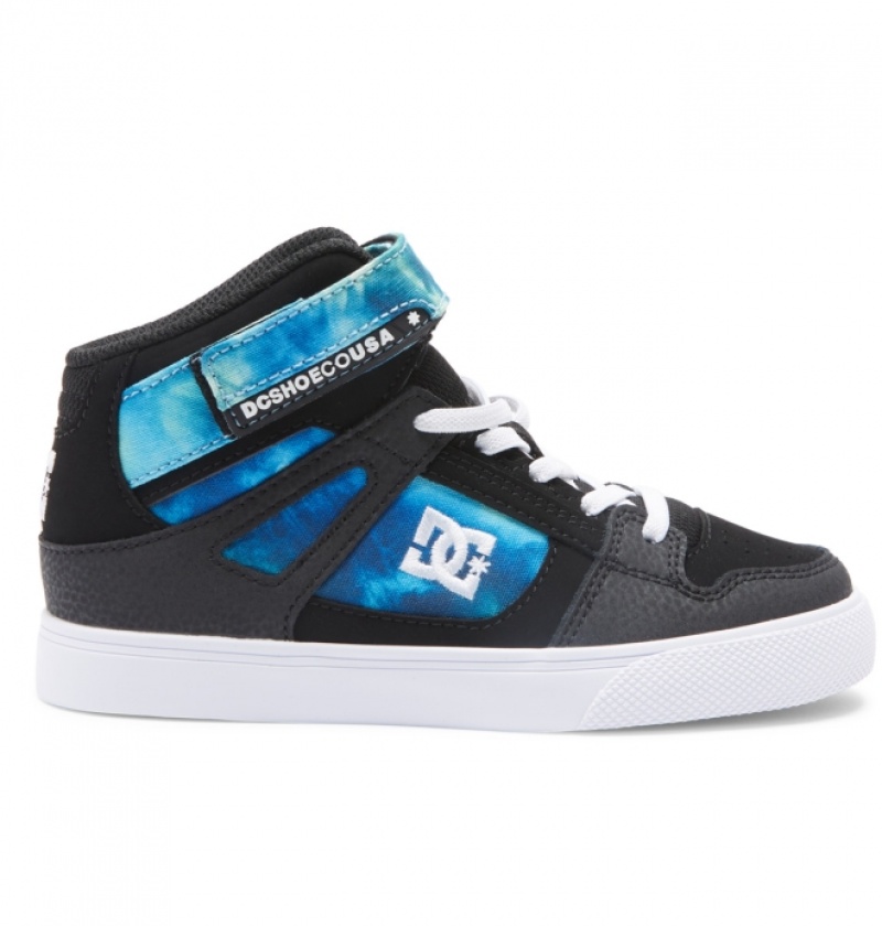 Basket DC Pure High Elastic Dentelle High-Top Noir Bleu Vert Enfant | GNH-6138468