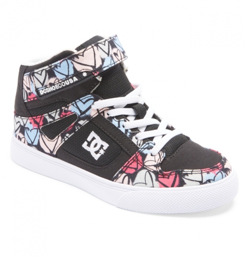 Basket DC Pure High Elastic Dentelle High-Top Noir Multicolore Enfant | ZHR-0468361