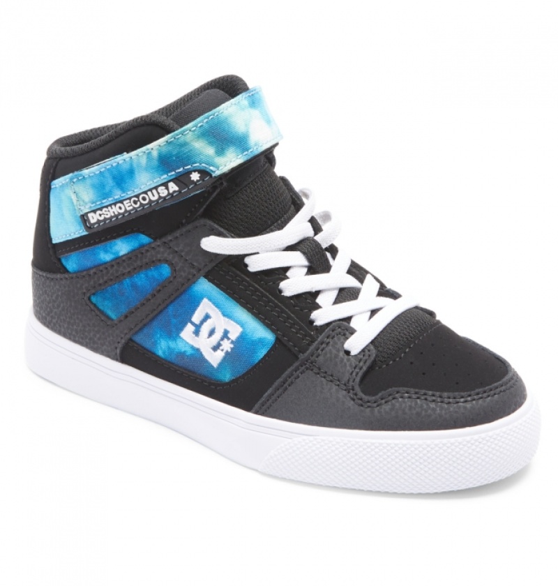 Basket DC Pure High Elastic Dentelle High-Top Noir Bleu Vert Enfant | GNH-6138468