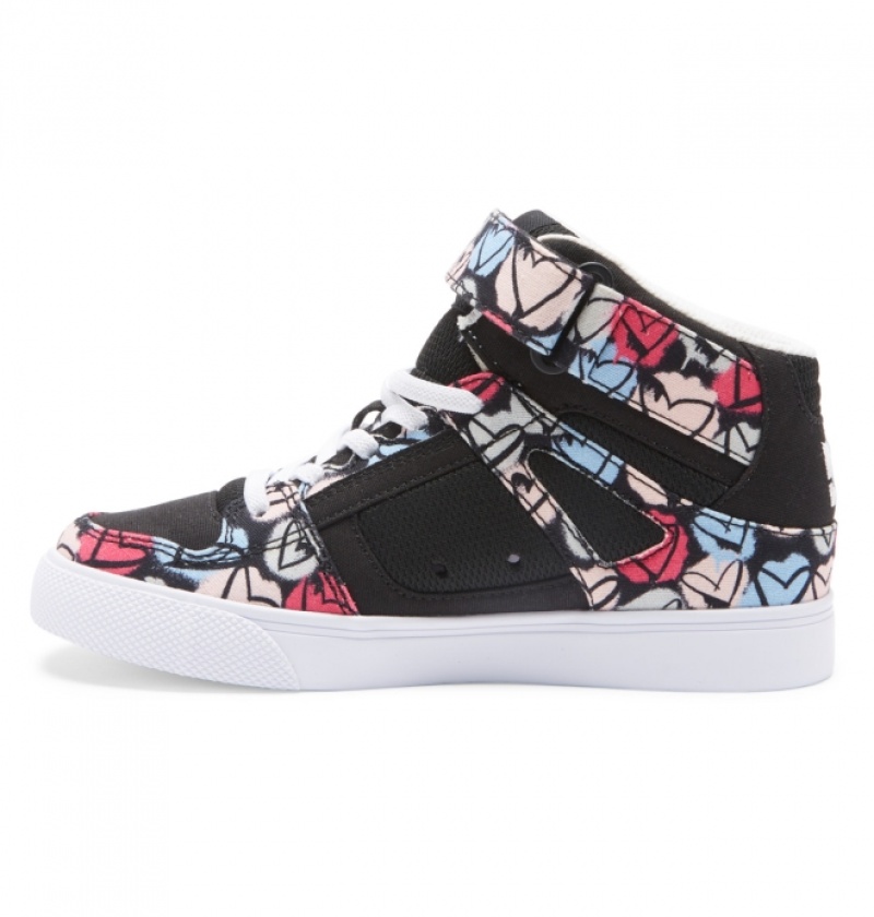 Basket DC Pure High Elastic Dentelle High-Top Noir Multicolore Enfant | ZHR-0468361