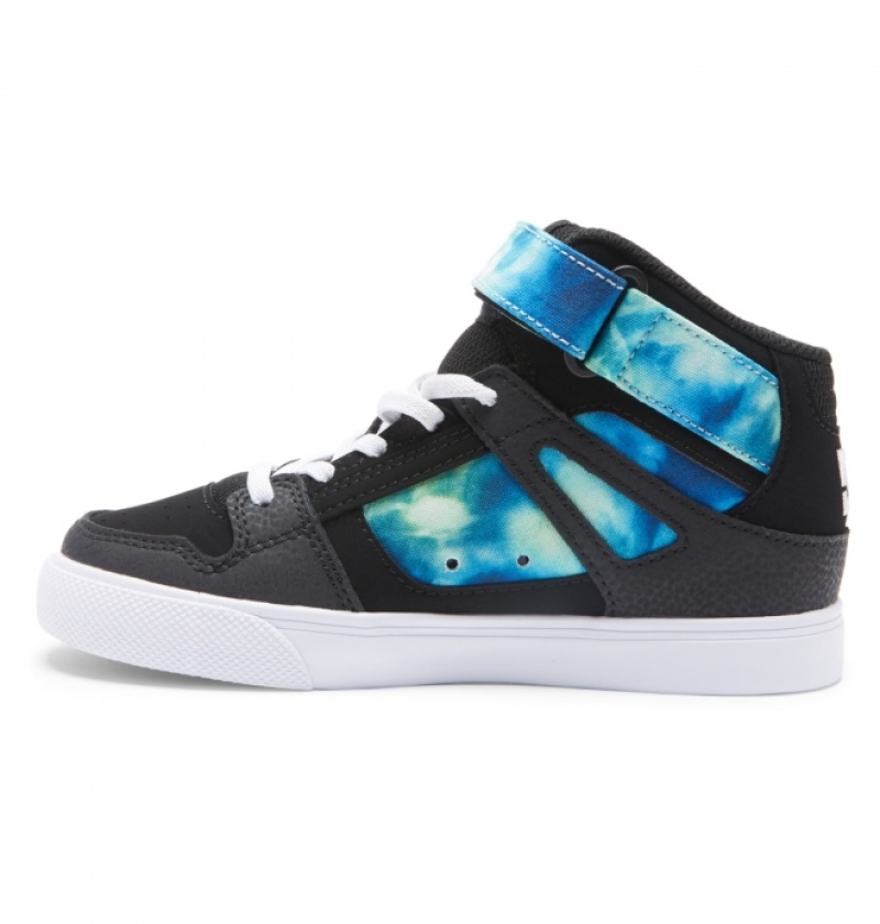 Basket DC Pure High Elastic Dentelle High-Top Noir Bleu Vert Enfant | GNH-6138468