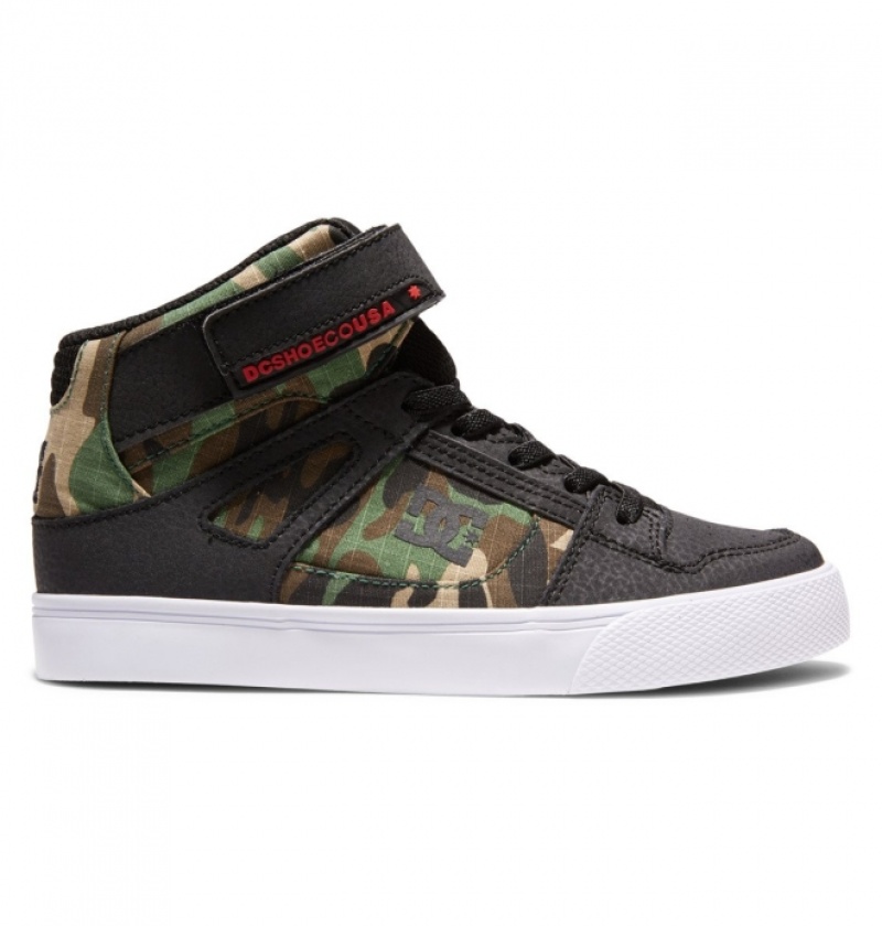 Basket DC Pure High Elastic Dentelle High-Top Noir Camouflage Enfant | PTD-7150012