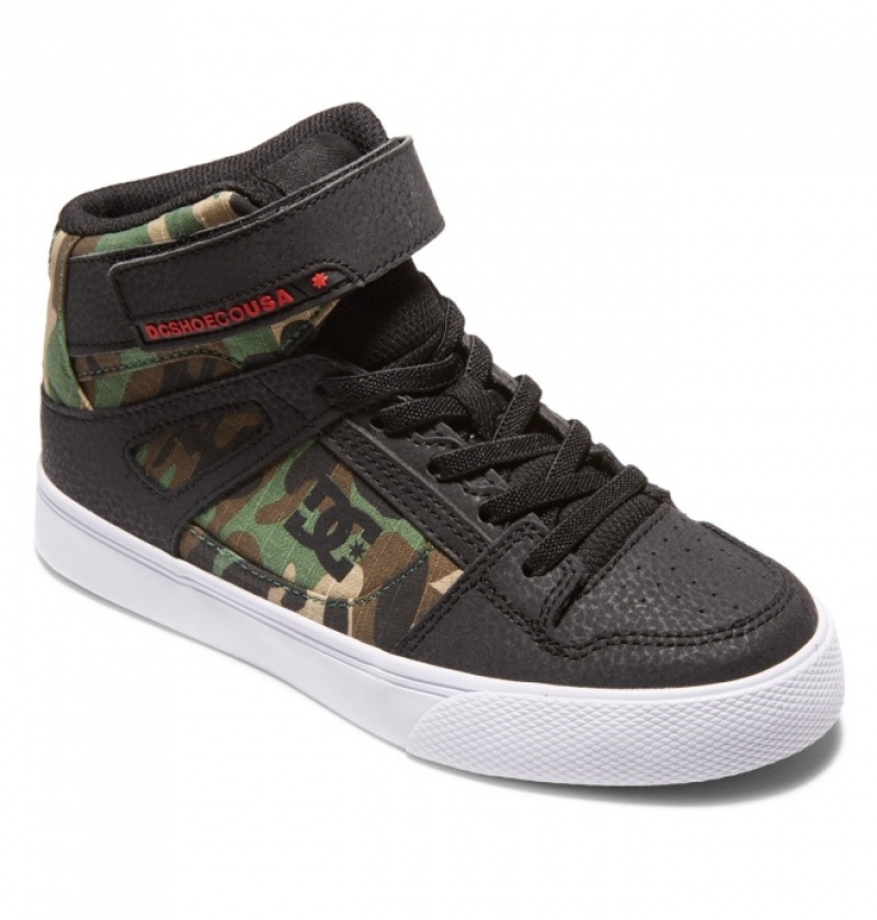 Basket DC Pure High Elastic Dentelle High-Top Noir Camouflage Enfant | PTD-7150012