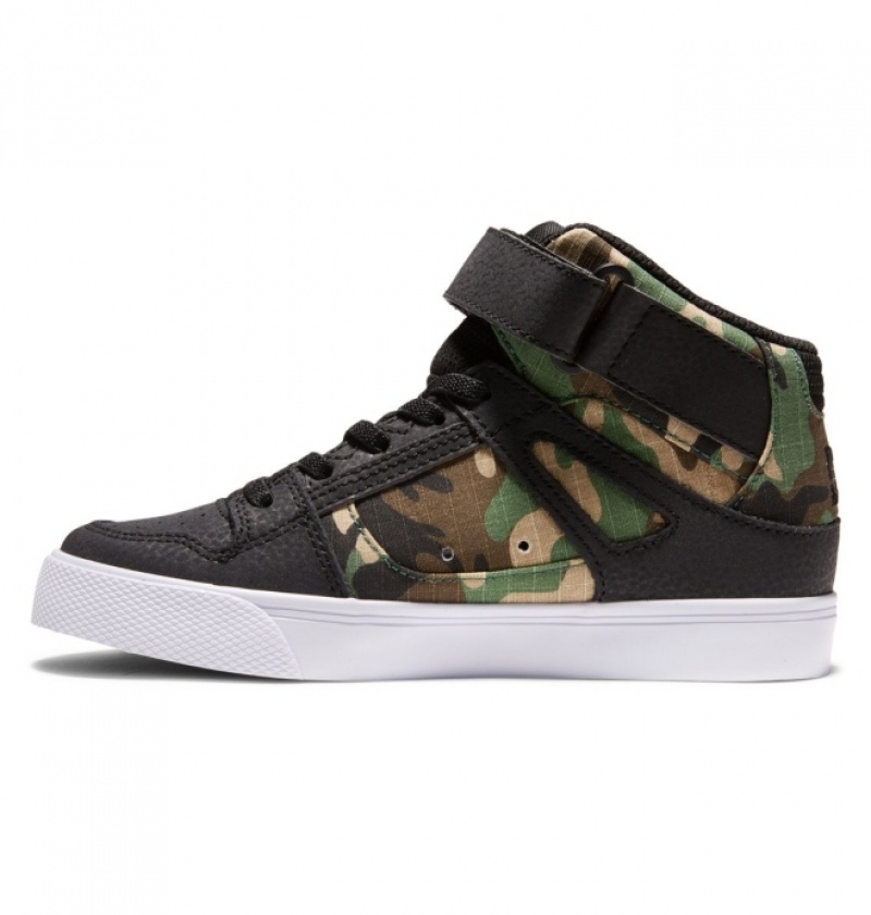 Basket DC Pure High Elastic Dentelle High-Top Noir Camouflage Enfant | PTD-7150012