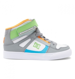 Basket DC Pure High Elastic Dentelle High-Top Grise Blanche Enfant | EYT-2073485