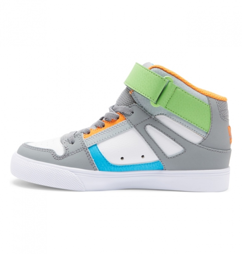 Basket DC Pure High Elastic Dentelle High-Top Grise Blanche Enfant | EYT-2073485