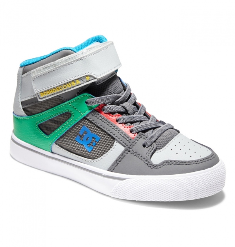 Basket DC Pure High Elastic Dentelle High-Top Grise Vert Enfant | GKH-6629339