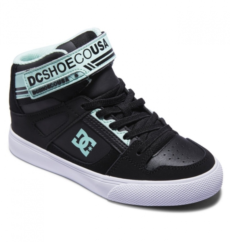 Basket DC Pure High Elastic Dentelle High-Top Noir Vert Enfant | RRT-5915896