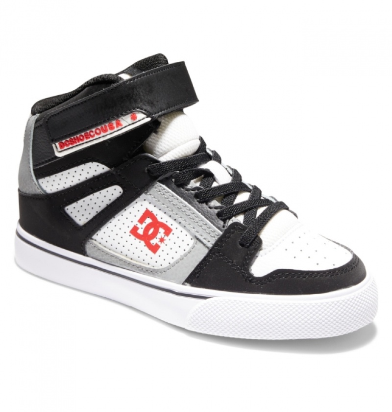 Basket DC Pure High Elastic Dentelle High-Top Blanche Noir Rouge Enfant | IND-6593663