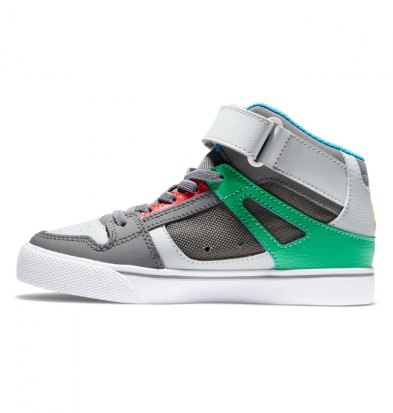 Basket DC Pure High Elastic Dentelle High-Top Grise Vert Enfant | GKH-6629339