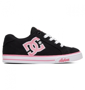 Basket DC Chelsea Tela Noir Rose Enfant | DIC-5843897