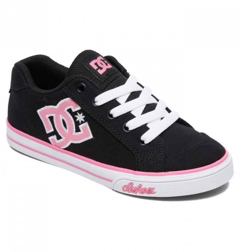 Basket DC Chelsea Tela Noir Rose Enfant | DIC-5843897