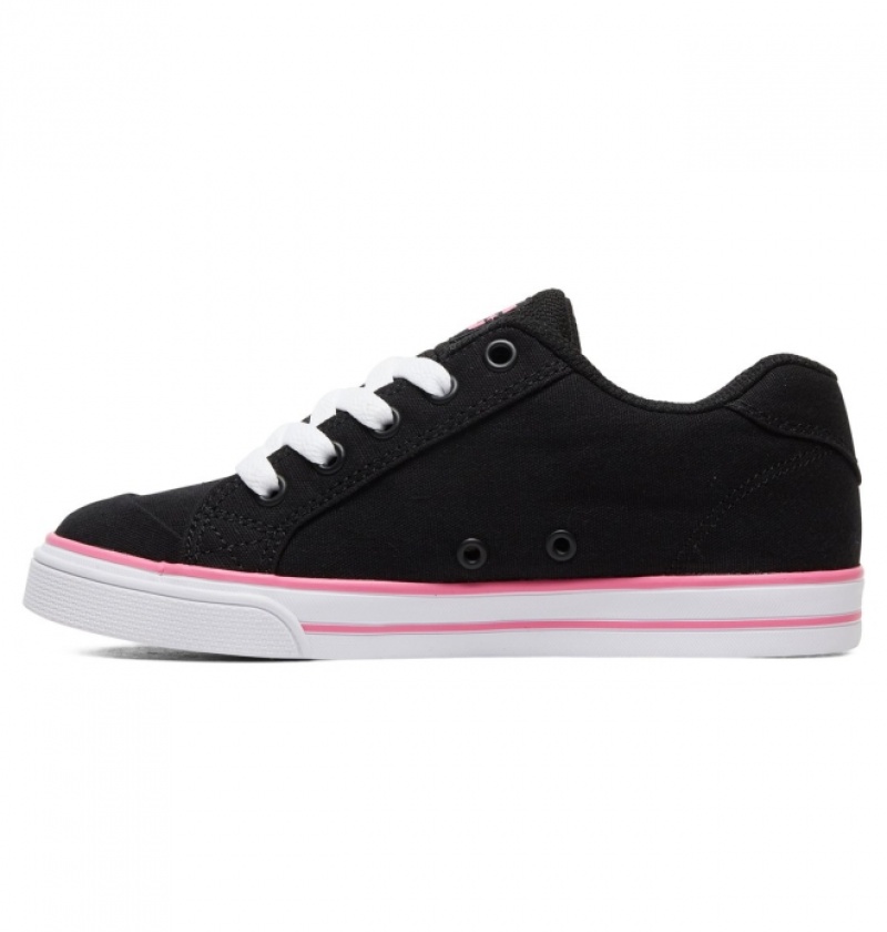 Basket DC Chelsea Tela Noir Rose Enfant | DIC-5843897