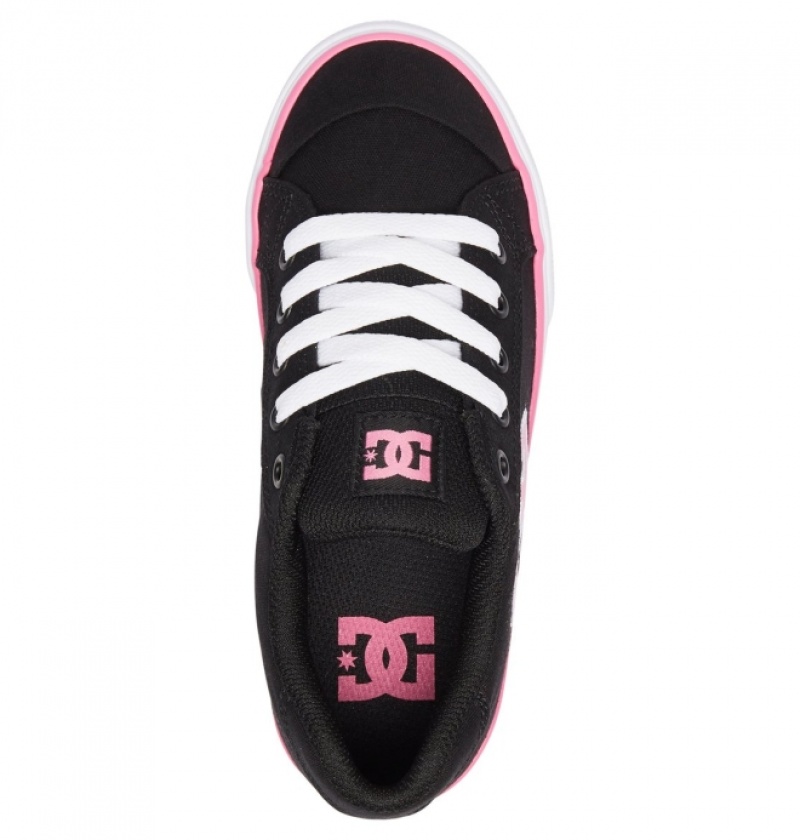 Basket DC Chelsea Tela Noir Rose Enfant | DIC-5843897