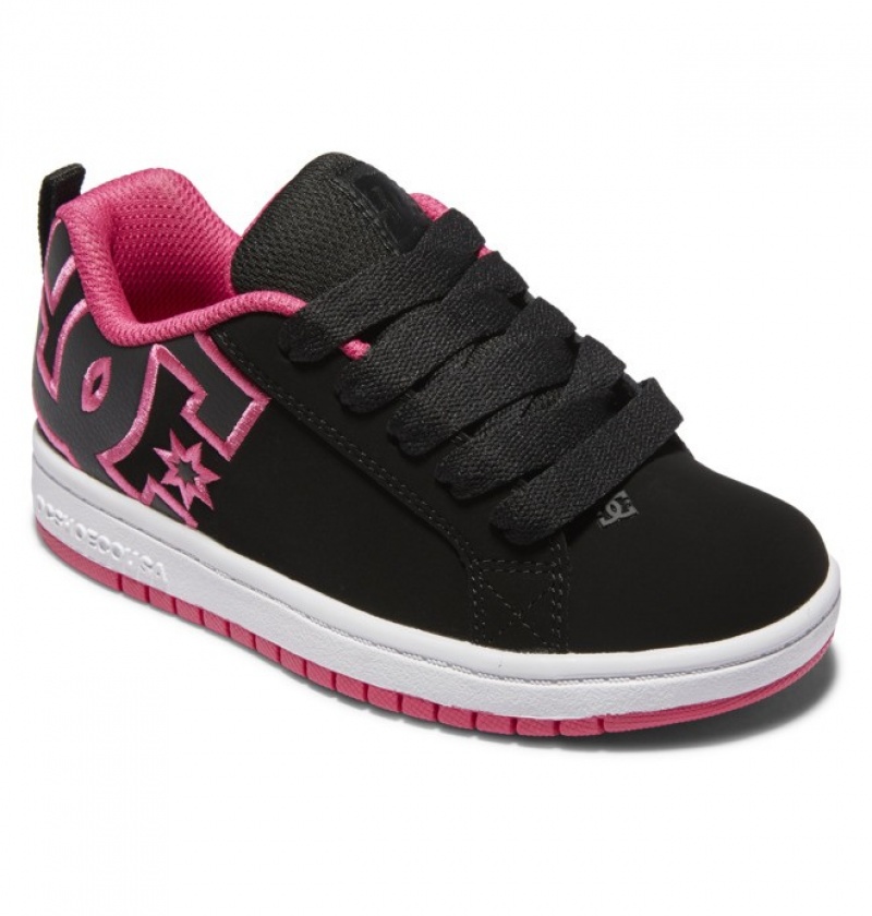 Basket DC Court Graffik Noir Rose Enfant | QSC-1627582